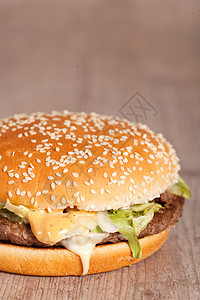 脂肪汉堡三明治芝麻薯条食物饮食图片