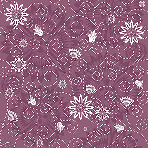 平紫紫罗兰无缝花卉模式粉色叶子风格白色墙纸紫色绘画郁金香浆果卷曲图片