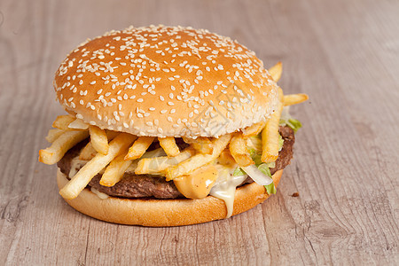 脂肪汉堡三明治芝麻饮食薯条食物图片