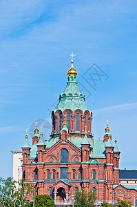乌斯彭斯基大教堂地标遗产晴天建筑城市宗教教会红色圆顶图片
