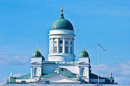 赫尔辛基大教堂蓝色宗教城市首都教会晴天纪念碑白色建筑大教堂图片