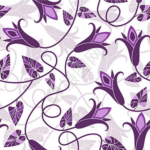 重复花层模式滚动白色插图紫色墙纸叶子郁金香漩涡雕刻灰色图片