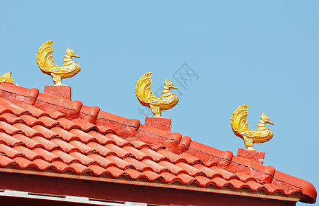 泰国寺庙的装饰房顶艺术蓝色宗教天空历史力量旅游雕塑金子动物图片