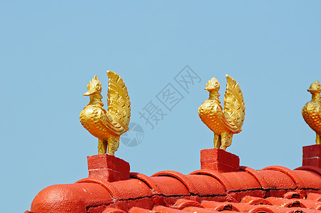 泰国寺庙的装饰房顶旅游建筑学建筑财富历史上帝雕刻雕塑装饰品孔雀图片
