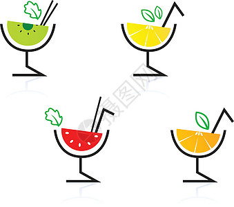 五颜六色的混合水果复古饮料鸡尾酒上惠特孤立图片
