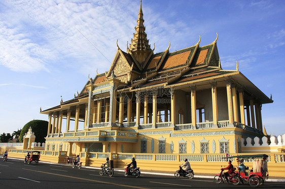 柬埔寨金边皇宫月光月光展馆城市柱廊吸引力国家历史性地标国王建筑学高棉语首都图片