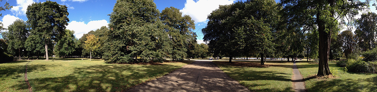伦敦海德公园全景花园草地城市金子小路蓝色植被季节王国英语图片