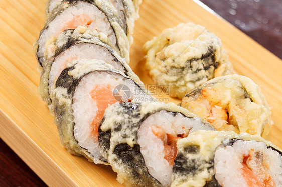 寿司美味油炸食物美食海鲜餐厅午餐小吃宏观海藻图片