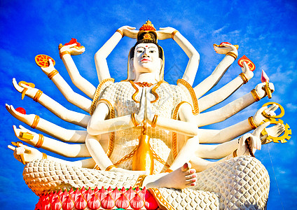 佛伦伦萨萨姆佛教徒寺庙力量天空雕塑佛陀传统容貌上帝宗教背景