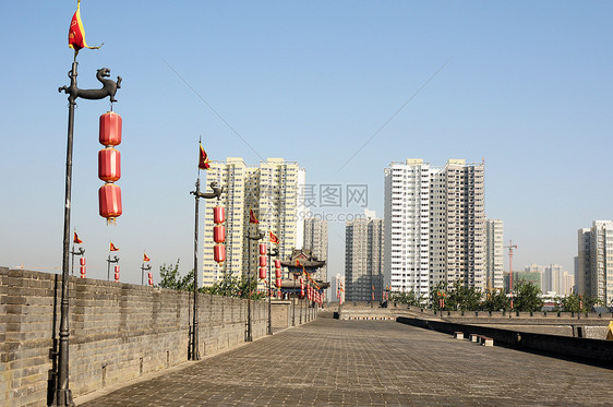 中国西安古城墙旅游城堡城市历史性建筑学天空观光旅行建筑公寓图片