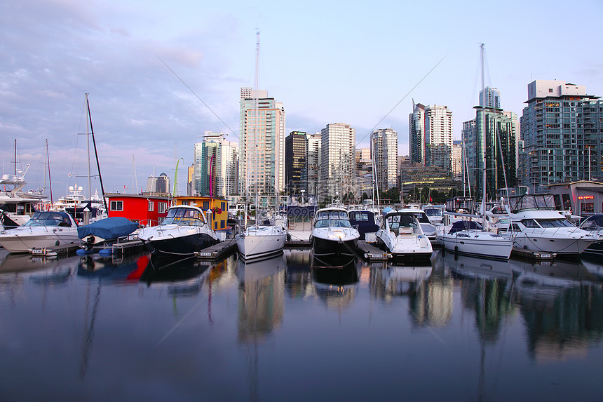 马里纳和温哥华不列颠哥伦比亚州天线天际市中心旅游生活反思公寓游艇建筑学建筑物摩天大楼图片