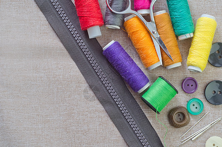 缝缝合配件维修针线工艺刺绣纺织品蓝色缝纫按钮工具筒管图片