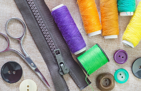 缝缝合配件维修宏观衣服针线纤维筒管工作线圈棉布爱好图片