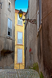 法语市地标建筑胡同木头街道住宅历史性房子石头波峰图片