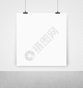 墙上的白白海报展示身份床单框架绘画办公室商业品牌空白蓝图图片