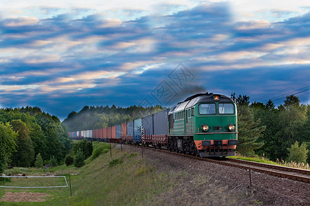 运输柴油列车货物树木联运盒子货运摄影铁路后勤环境森林图片