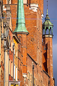 波兰格但斯克老城装饰品中心城市建筑窗户历史观光旅行天空文化图片