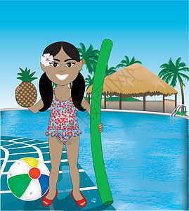 游泳池广告天空棒冰漂浮设计假期菠萝花车孩子海滩图片