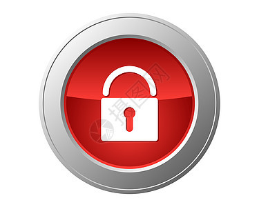 锁定按钮互联网圆形网络网站插图红色电脑图片