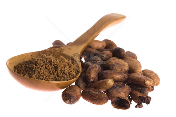 白背景孤立的卡卡咖啡豆水果热带团体农业营养甜点种子白色美食棕色图片