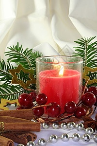 圣诞节装饰橘子片情绪庆典星星蜡烛派对杉树图片
