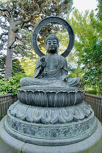 旧金山日美花园的青铜佛雕像图片