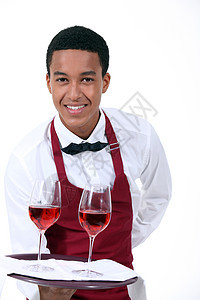 美酒服务员托盘侍酒师领带男人工作衬衫男性青少年服务眼镜图片