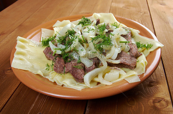 贝什巴马香料餐厅盘子牛肉洋葱用餐文化美食羊肉面条图片