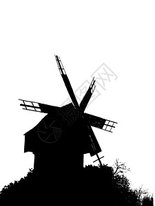 旧风车艺术草图荒野面粉乡村农业房子爬坡刀片衬套图片