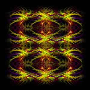 抽象对等分形背景 B橙子绿色红色火焰力量曲线紫色运动技术黑色图片