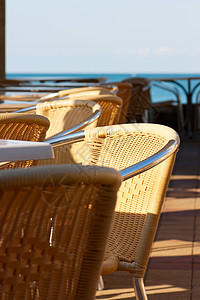 海滨咖啡馆桌子旅游餐厅热带用餐家具气候假期地平线游客图片