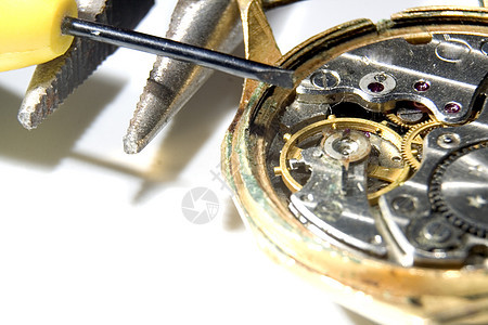 旧监视器车轮黄铜手表技术口袋机器弹簧圆圈金子金属图片