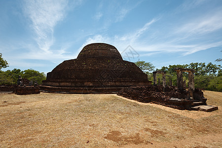 古老佛教教区stupe斯里兰卡寺庙天空佛教徒石头地标晴天废墟遗迹佛塔图片