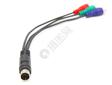 白色隔绝的音频电缆连接器立体声塑料电子插头绳索金属电气信号技术图片