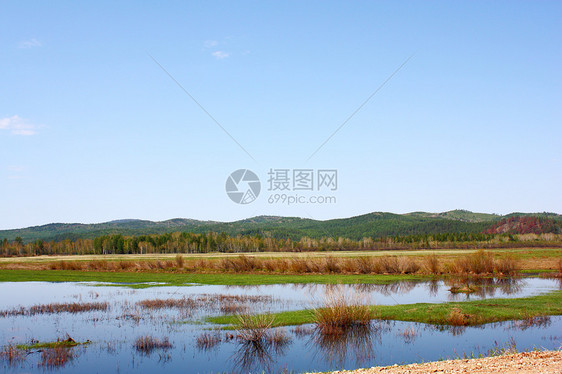 美丽的青绿色山地景观天空山腰生态草原外表风景阳光晴天林地环境图片