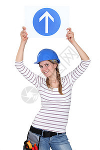 有标志的女建筑工人 妇女头盔承包商管理人员工人设计师女性工程师工程安全女士图片
