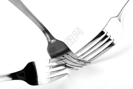 钢叉银器餐具刀具宏观反思厨房金属环境图片