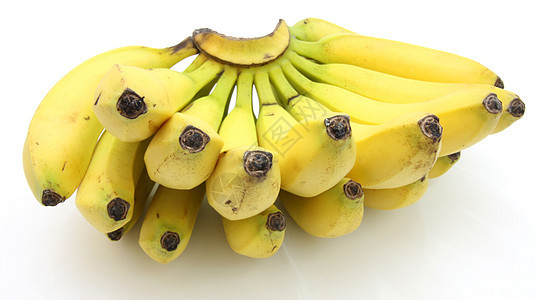 一群被白种背景孤立的香蕉早餐团体皮肤黄色水果热带白色小吃蔬菜食物图片