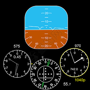 在飞机驾驶舱中的控制面板拨号轴承罗盘直升机适应症收音机插图飞行员指标飞行图片