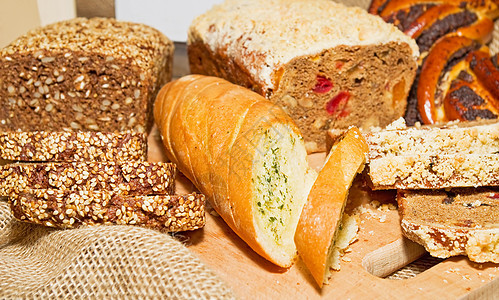 面包店食物包子农场早餐团体糕点羊角多样性馅饼美食图片