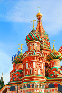 莫斯科红广场圣巴西尔大教堂游客景点首都吸引力建筑圆顶地标正方形大教堂天炉图片