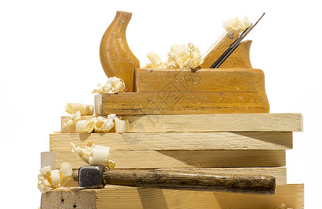 木板工艺硬木长椅木材刨床木工松树飞机手工卷曲图片