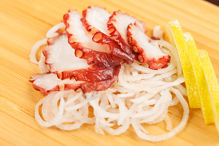 生鱼熟食营养食物柠檬鱼片章鱼海鲜美食图片
