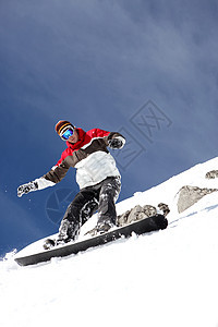 滑雪运动员活动紫外线享受单板滑雪板晴天面具衣服运动锻炼图片