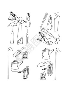 收集各种工具的轮廓矢量图片