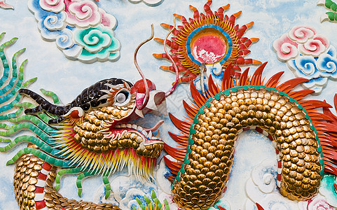 墙上龙的雕像传统动物雕塑庆典装饰品情调旅行寺庙信仰节日图片