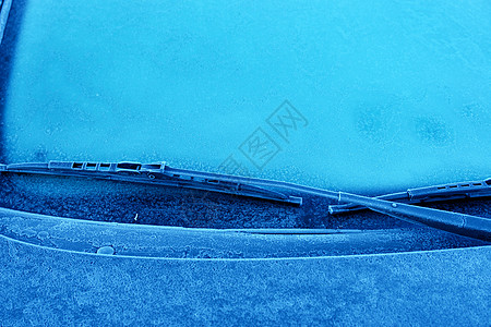 挡风玻璃冻结玻璃冰镇白色雪花水晶车辆蓝色天气窗户图片
