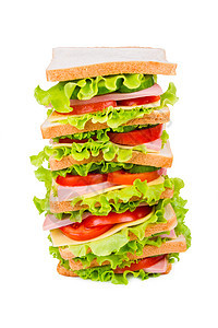 大三明治盘子蔬菜木板面包火腿垃圾食物早餐黄瓜午餐图片
