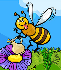 蜜蜂昆虫卡通插图飞行漫画绘画条纹翅膀剪贴画漏洞蜂蜜吉祥物卡通片图片