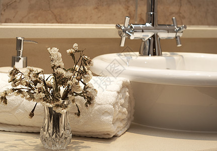 美丽的卫生间室内陶瓷房间洗手液风格花瓶水晶产品面布大理石金属图片